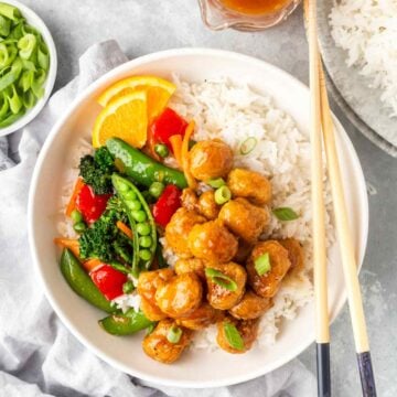 Orange Chicken and Vegetable Rice Bowl