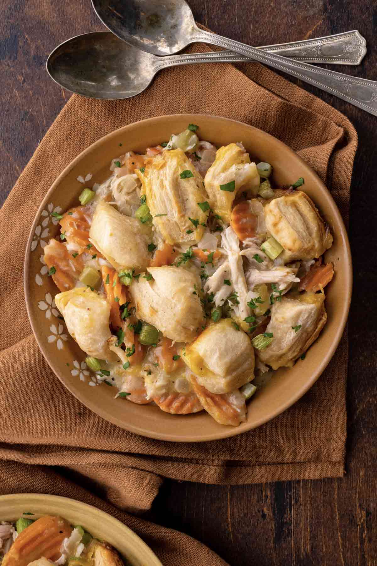 Crockpot Chicken and Dumplings with Biscuits