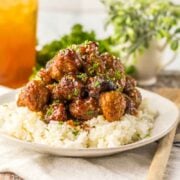 Honey-Garlic Meatballs with Rice Dinner