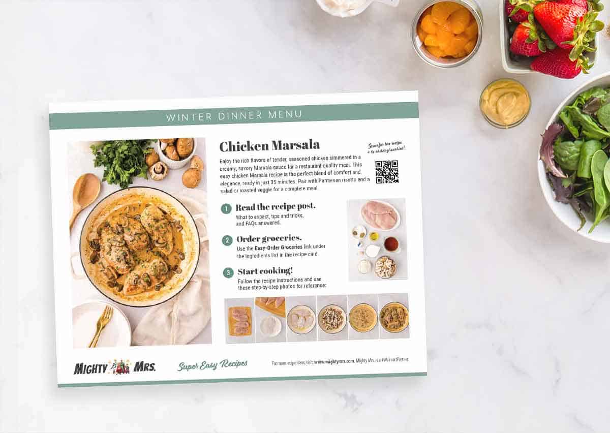 Free Printable Dinner Menu with Grocery Ordering