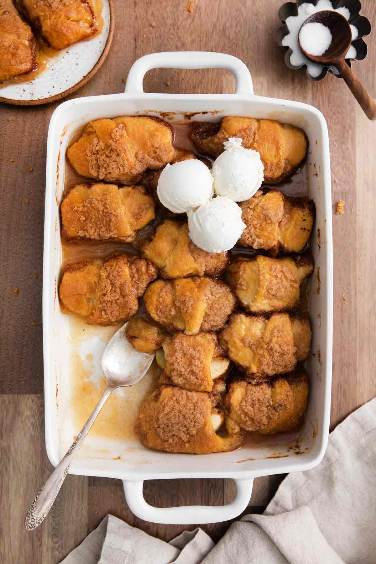 Crescent Roll Apple Dumplings with Ice Cream