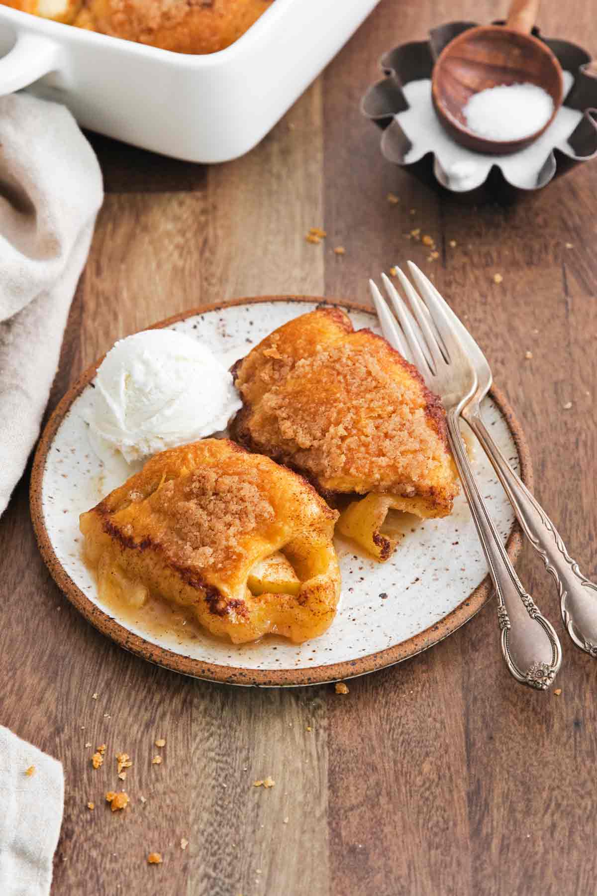 Apple Dumplings with Vanilla Ice Cream