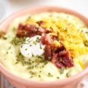 Loaded Potato Soup with Bacon, Cheese, Sour Cream and Chives
