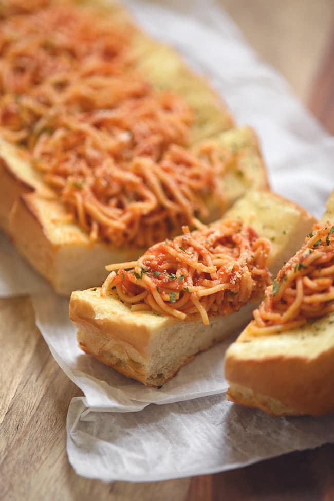 Spaghetti Stuffed Bread Appetizer