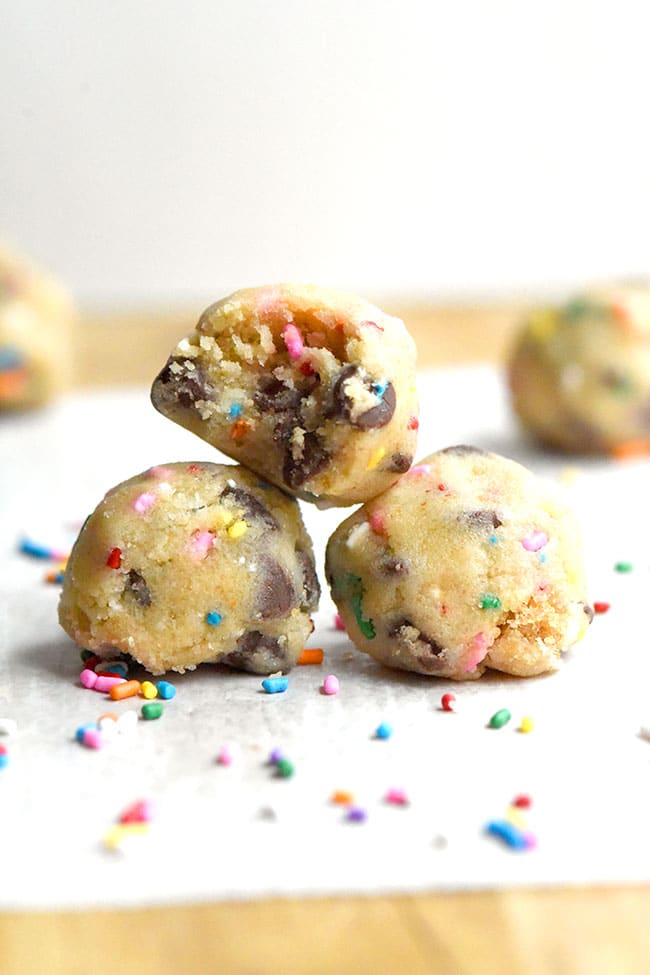 Funfetti Edible Cookie Dough Balls with Sprinkles