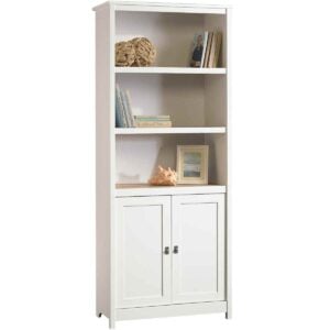 Farmhouse White Bookcase with Cabinet