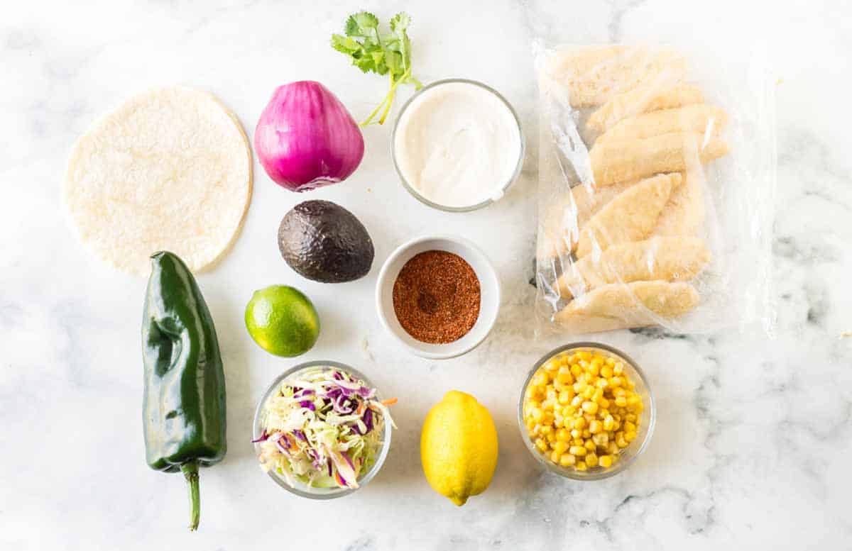 Baja Fish Stick Taco Ingredients
