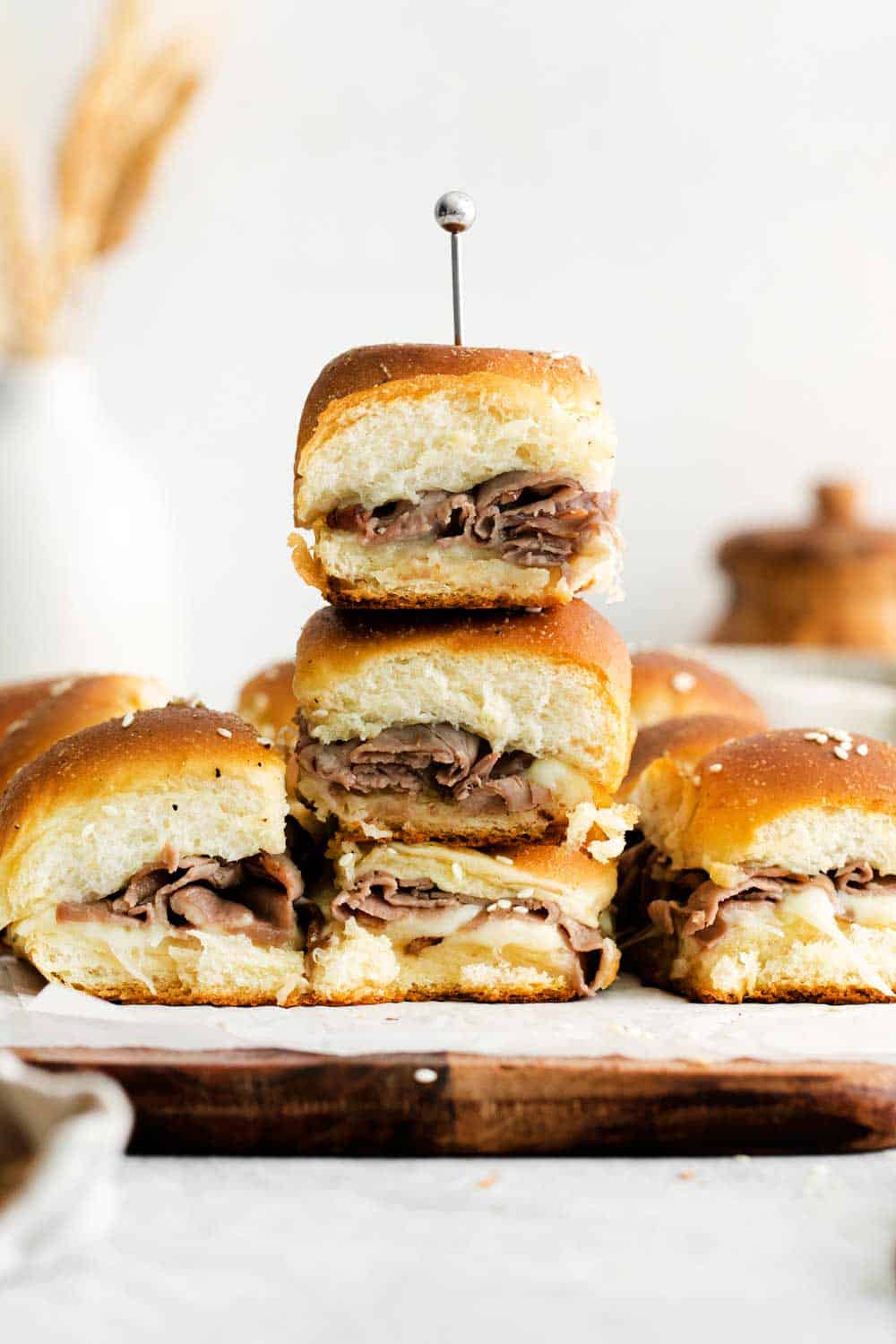 French Dip Sliders on tray