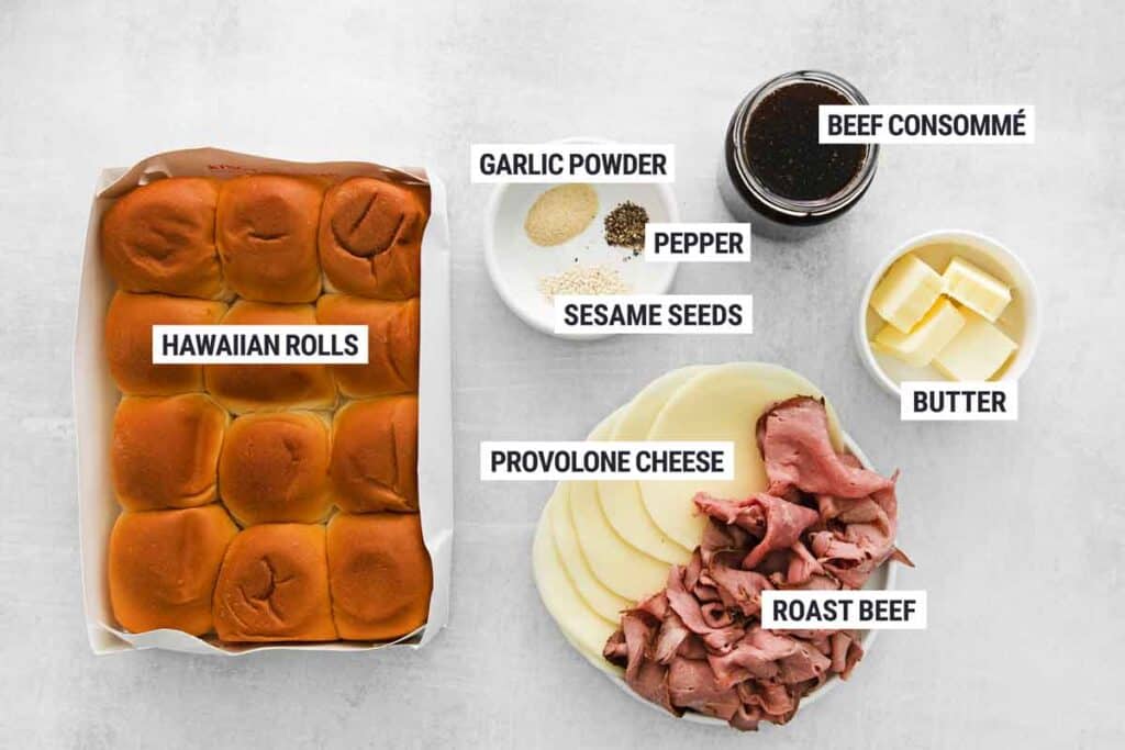 French Dip Sliders with au jus - Ingredients