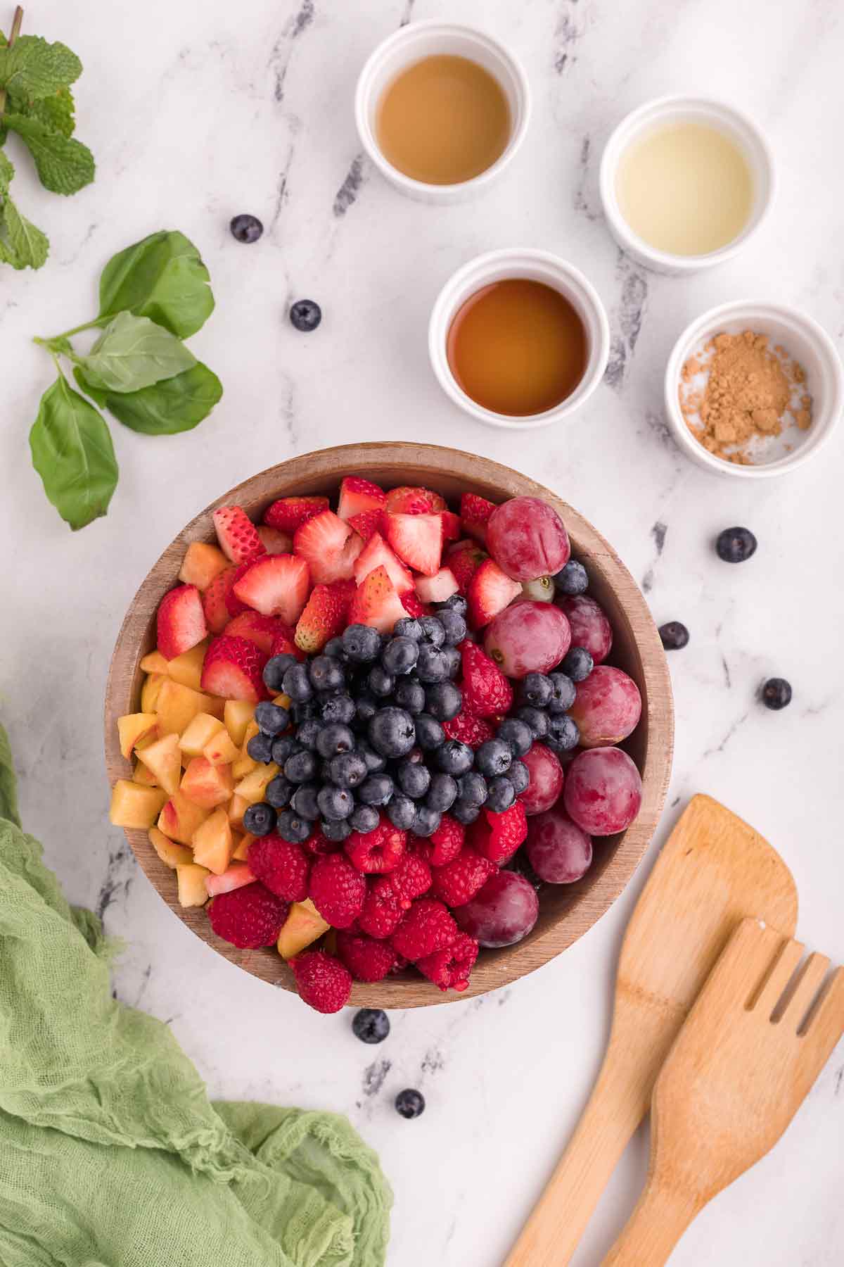 Fruit Salad with Basil-Lime Dressing