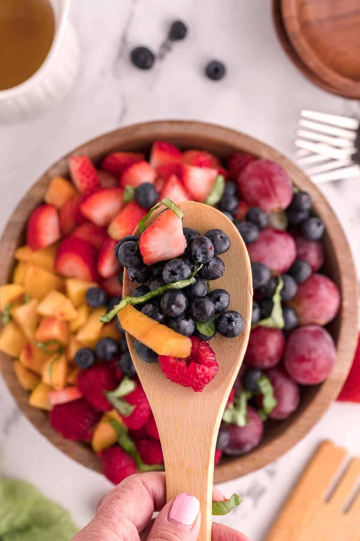 Fruit Salad with Basil-Lime Dressing