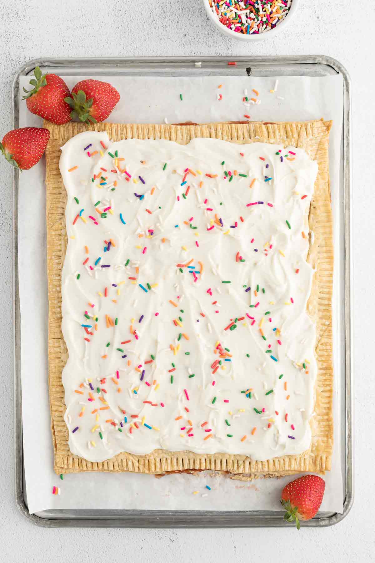 Giant Strawberry Pop Tart with Frosting and Sprinkles