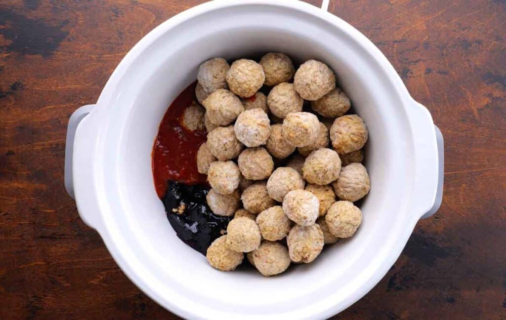 Grape Jelly, Chili Sauce and Meatballs in a Crockpot