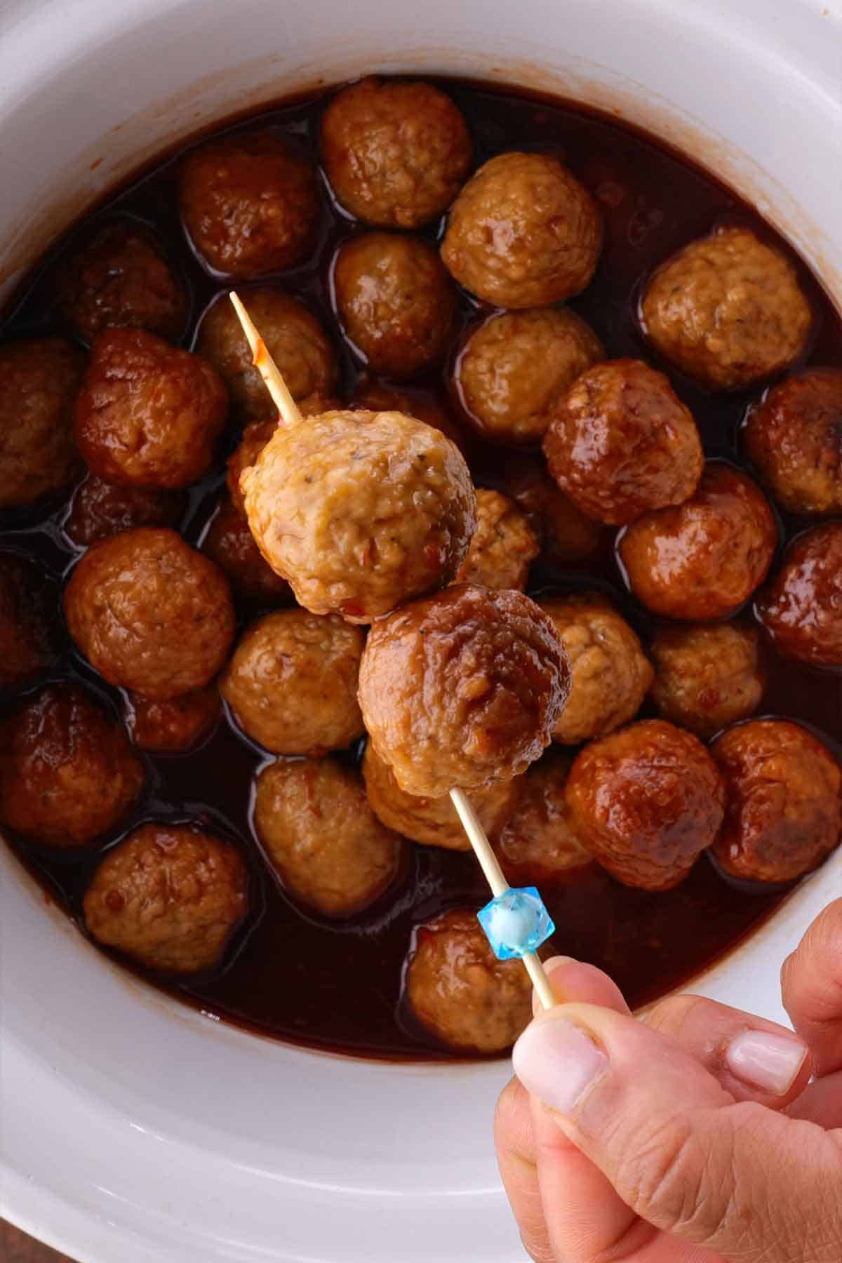 Crockpot Meatballs made with Grape Jelly and Chiuli Sauce