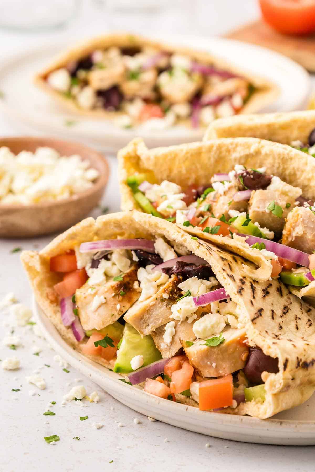 Greek Chicken Pita Pockets