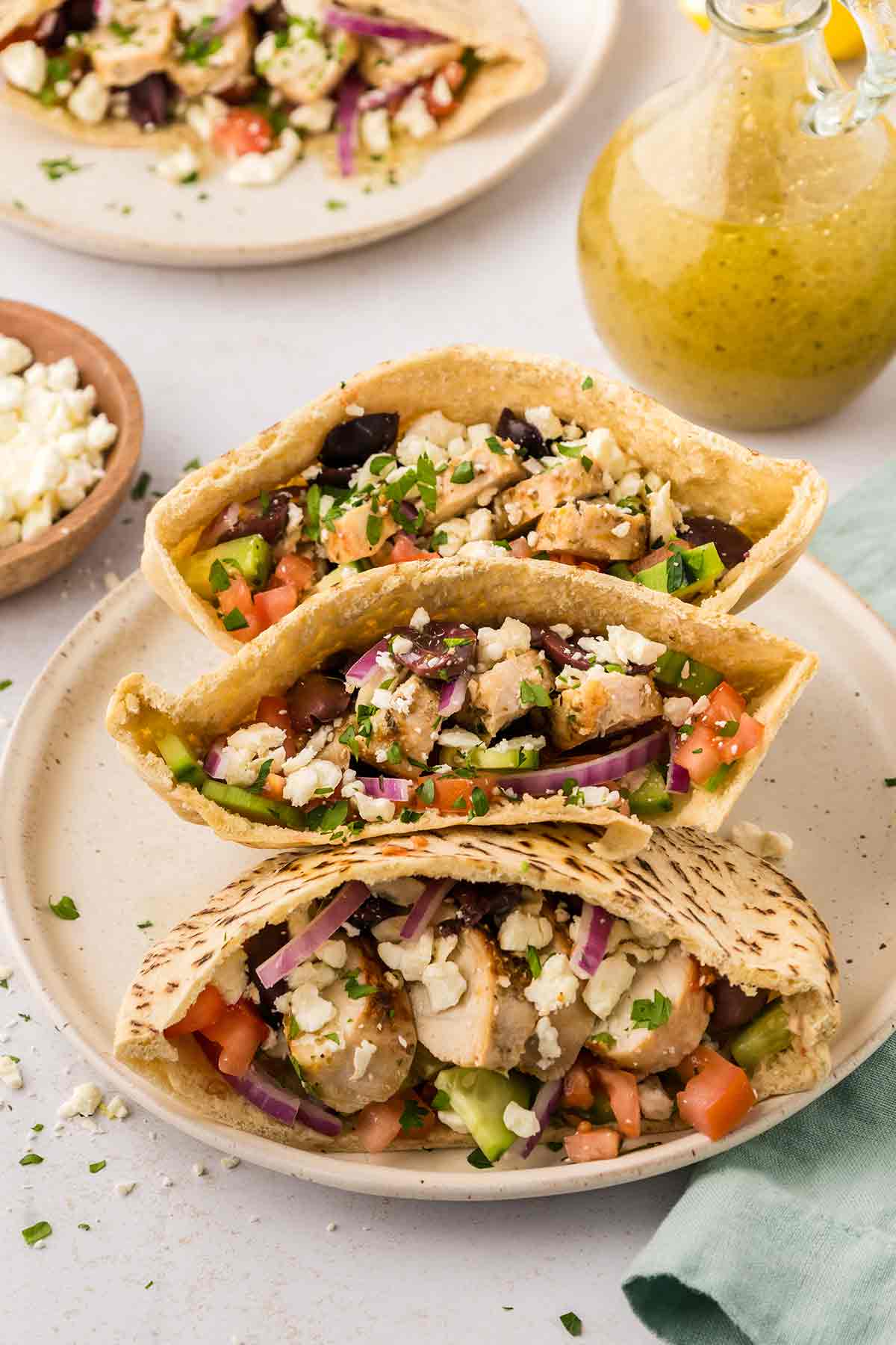 Chicken Pitas with Greek Dressing