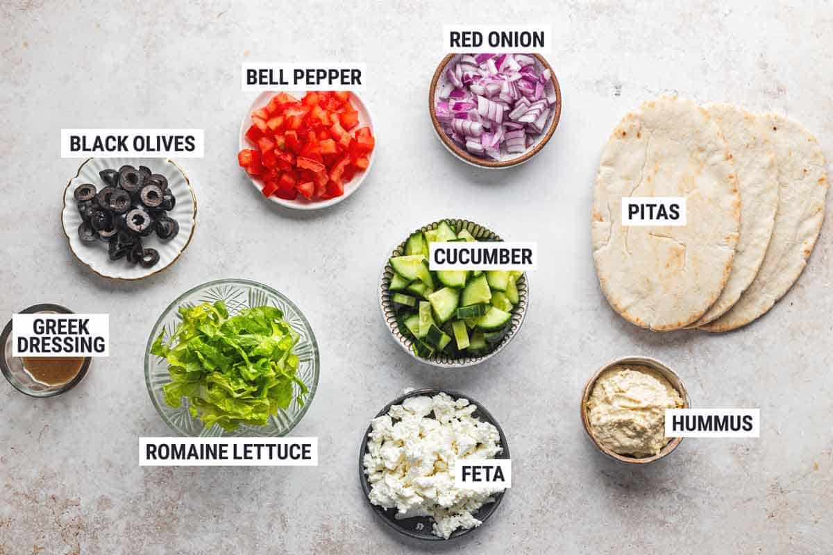 Greek Veggie Pita Wrap Ingredients