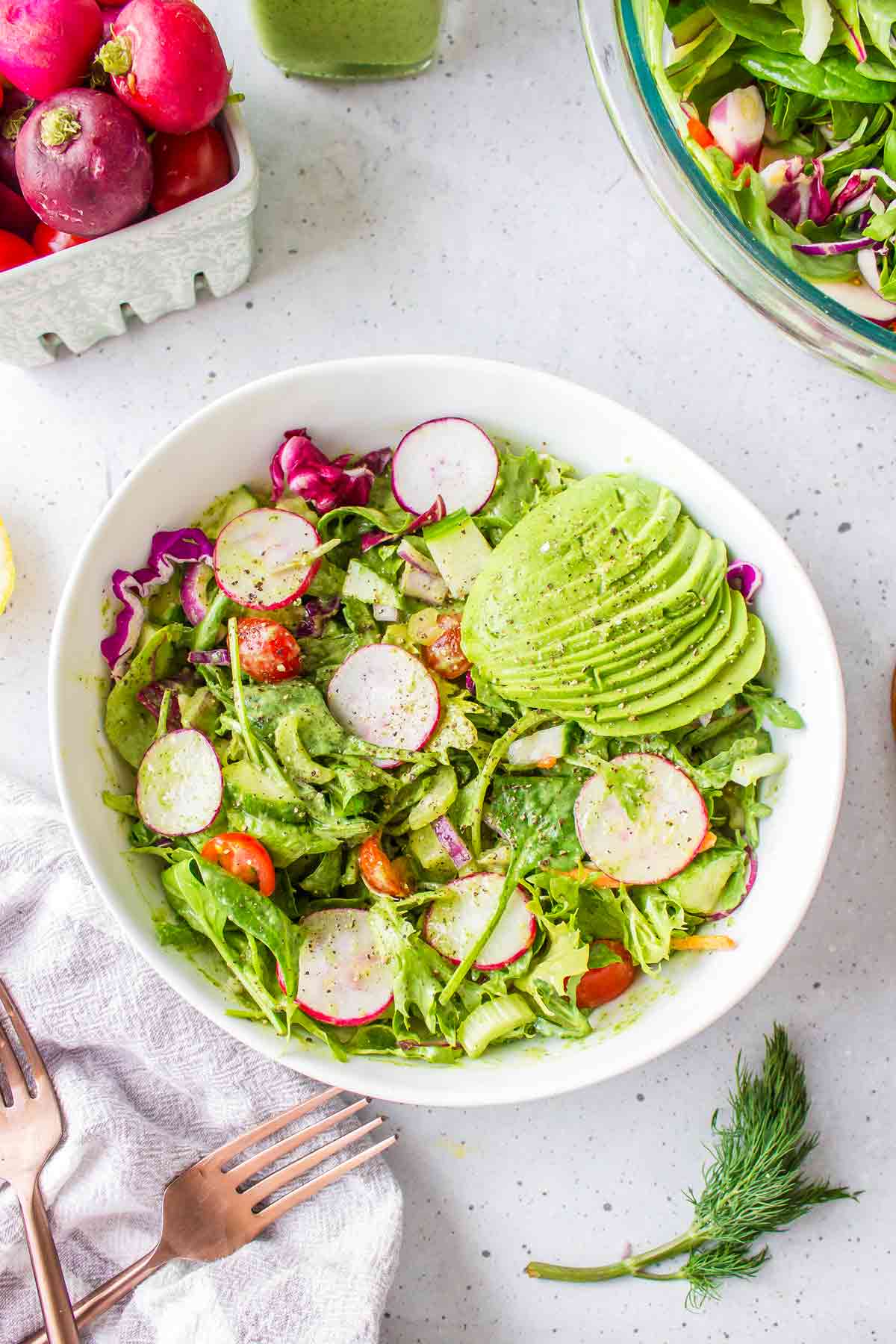 Green Goddess Avocado Salad with Dressing