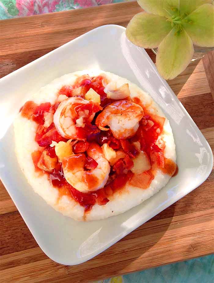 Grilled Hawaiian Shrimp and Grits