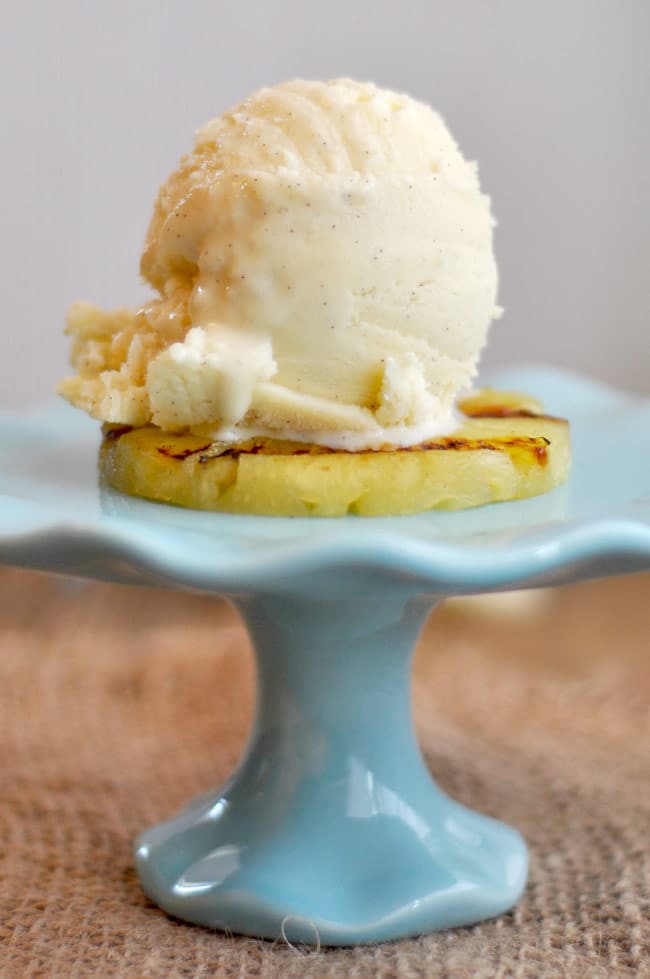 Grilled Pineapple with vanilla ice cream