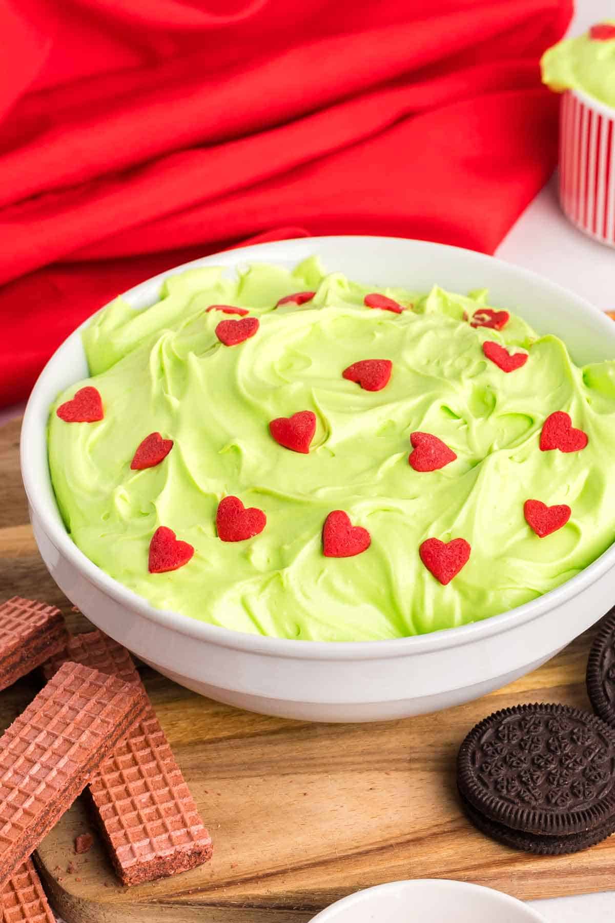 Green Grinch Dip with Candy Heart