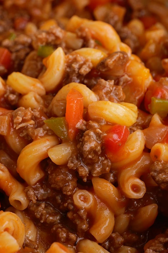 Close Up Old Fashioned Ground Beef American Goulash