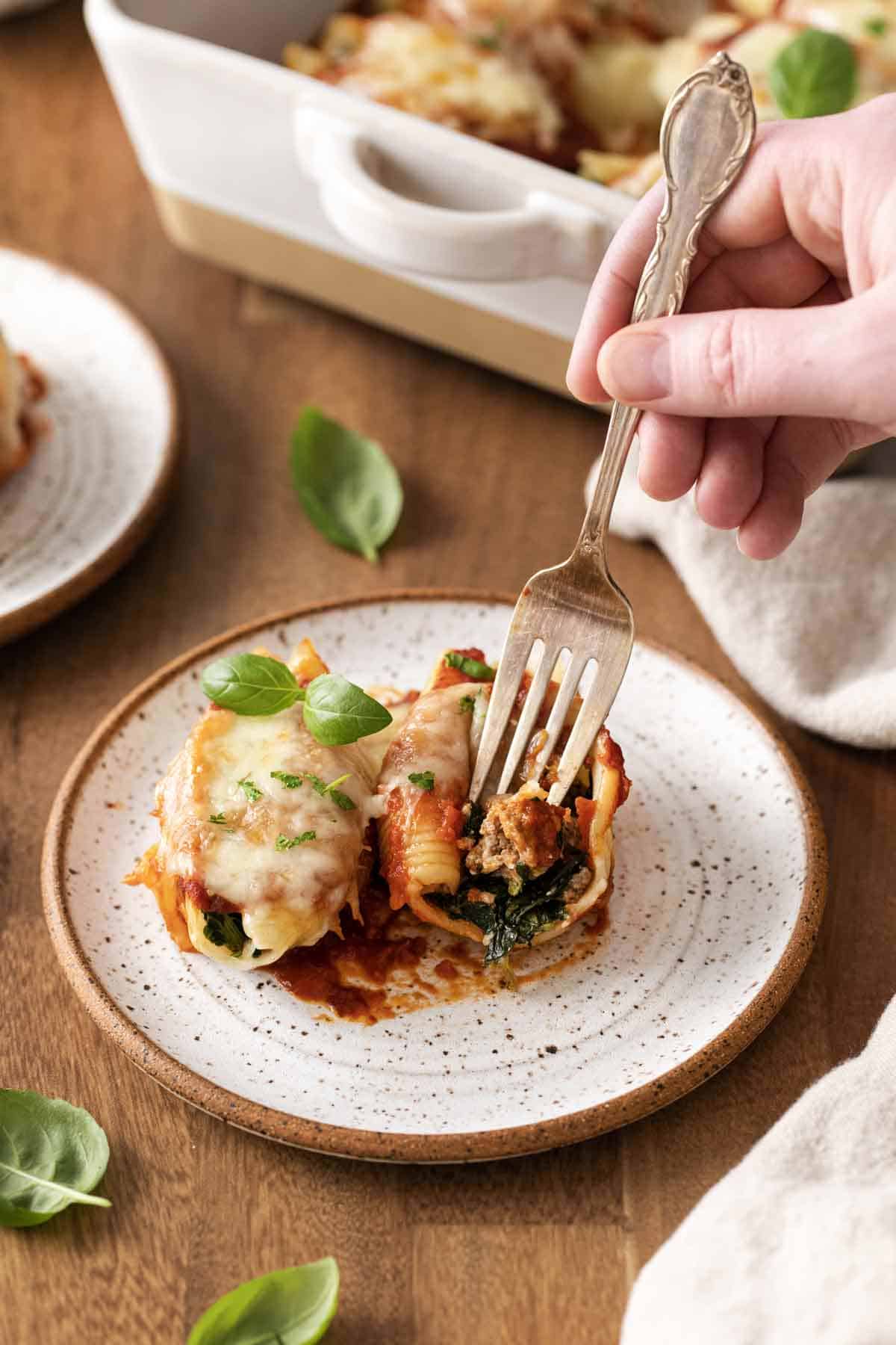 Spinach Ground Turkey Stuffed Shells Dinner