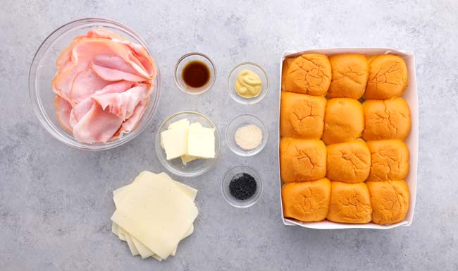 Ingredients for Ham and Cheese sliders