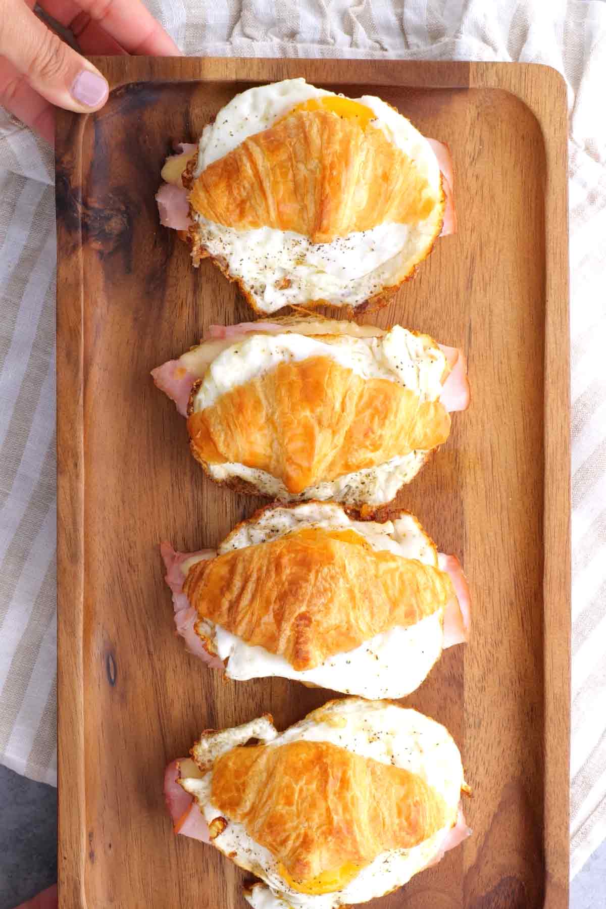 Ham, Egg and Cheese Croissant Breakfast Sandwich