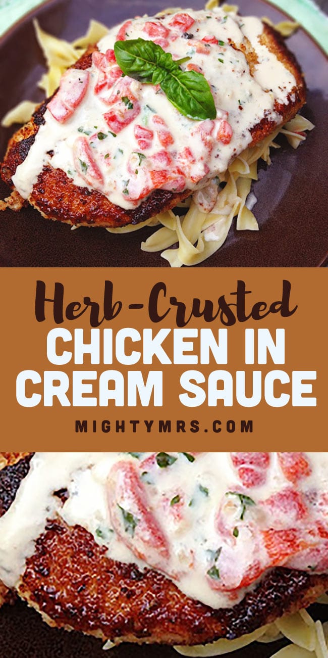 Herb Cursted Chicken Basil Cream Sauce