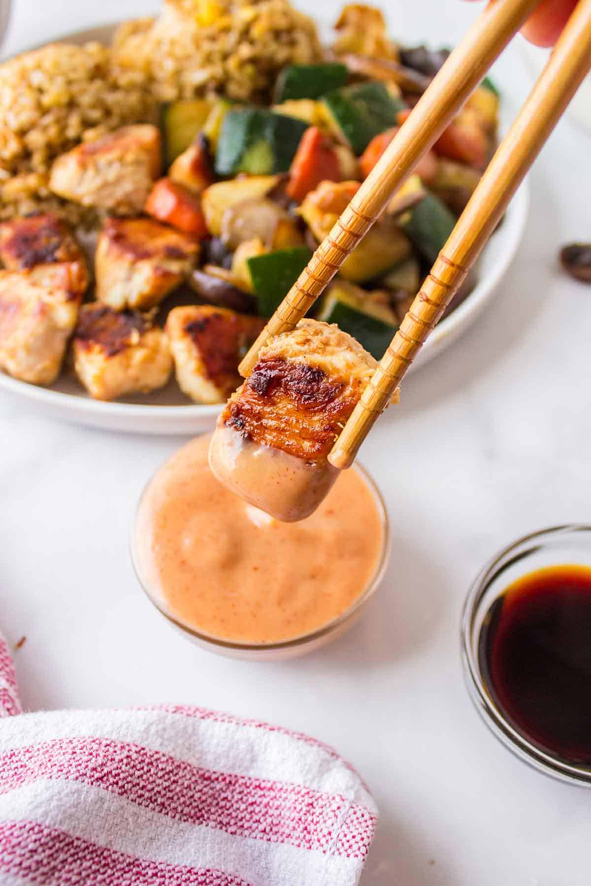 Hibachi Chicken with Yum Yum Sauce