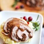 Cranberry Walnut Stuffed Pork with Brandy Sauce