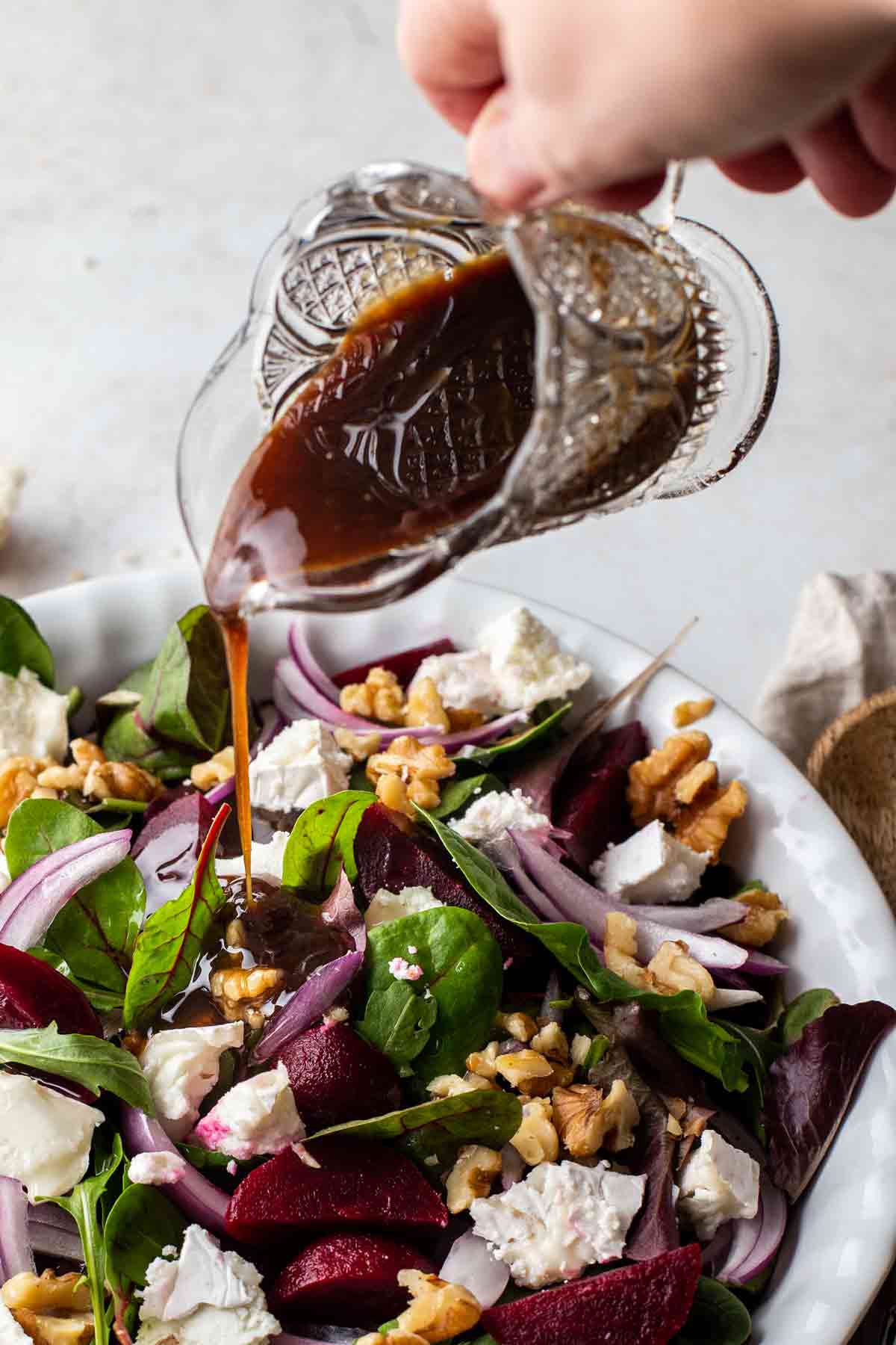 Beet and Goat Cheese Salad with Homemade Balsamic Dressing