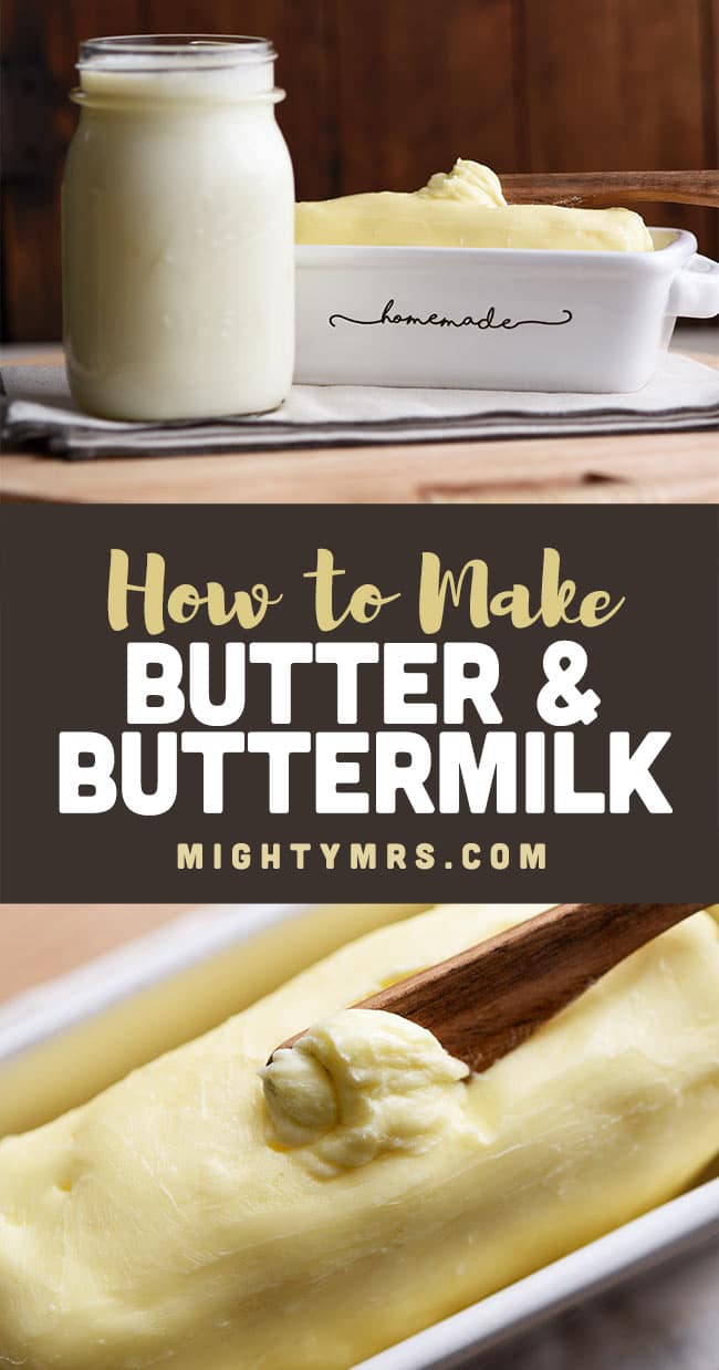 Homemade Butter and Cultured Buttermilk using Heavy Cream Mighty Mrs 