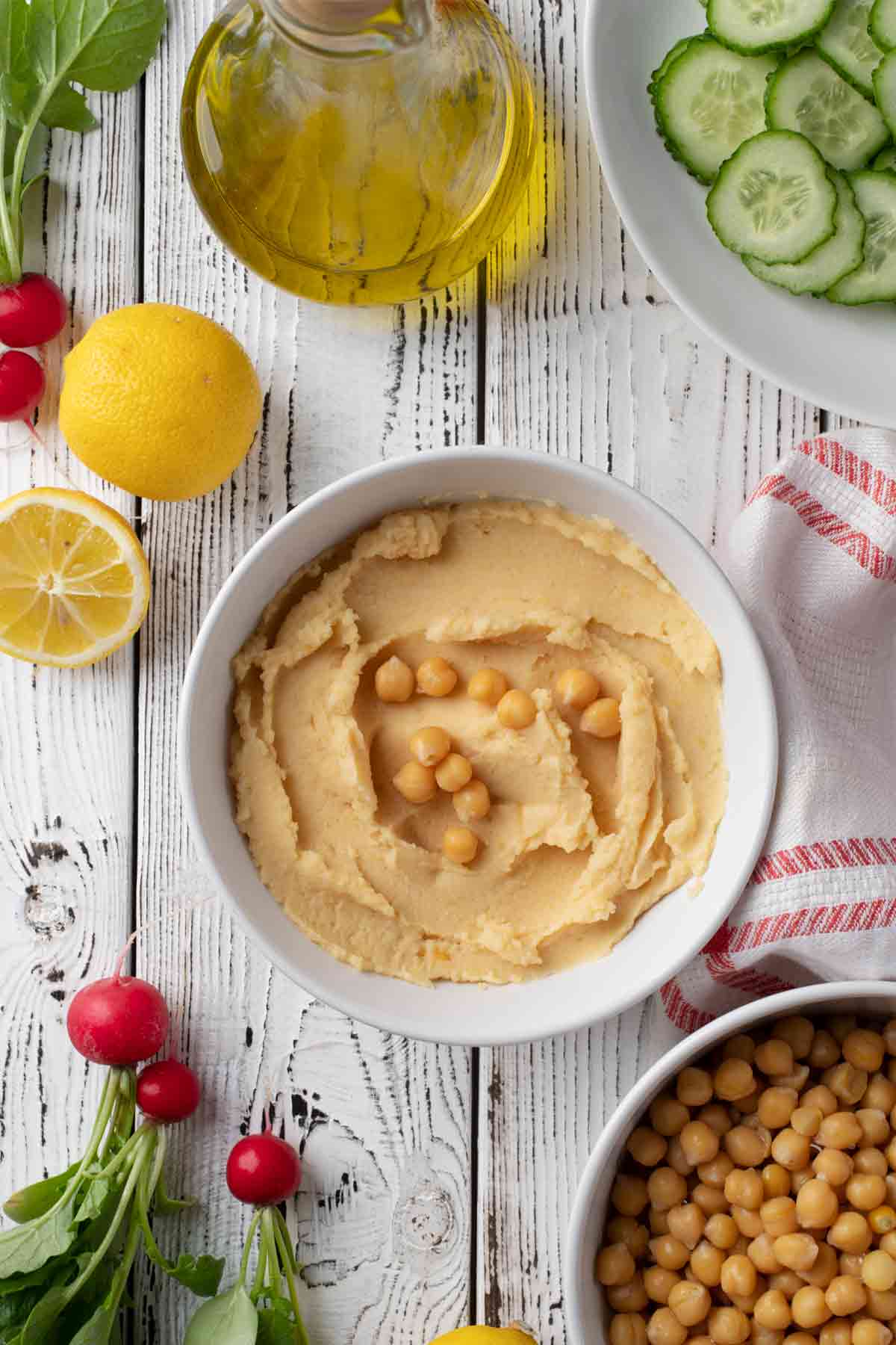 Homemade Hummus - with chickpeas, lemon, tahini sauce, olive oil