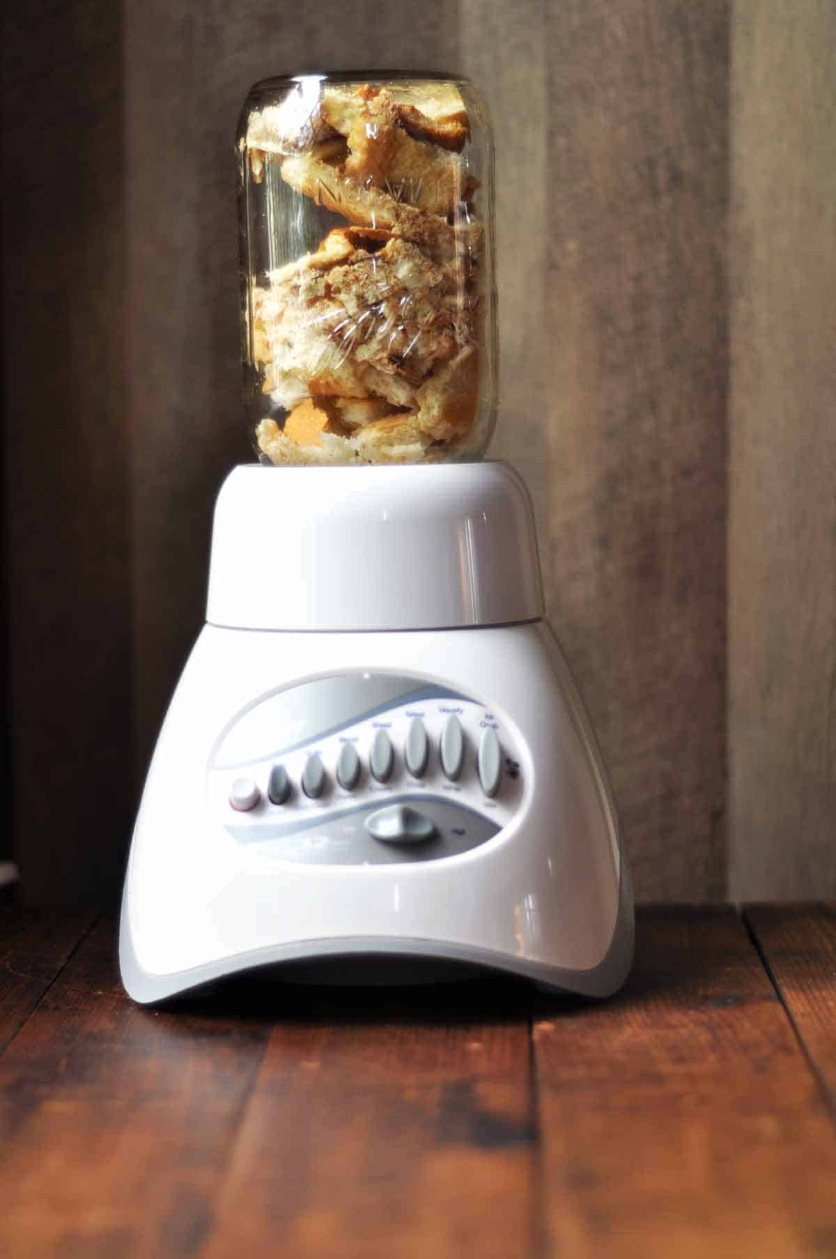 Bread Crumbs made with Toast using a Blender