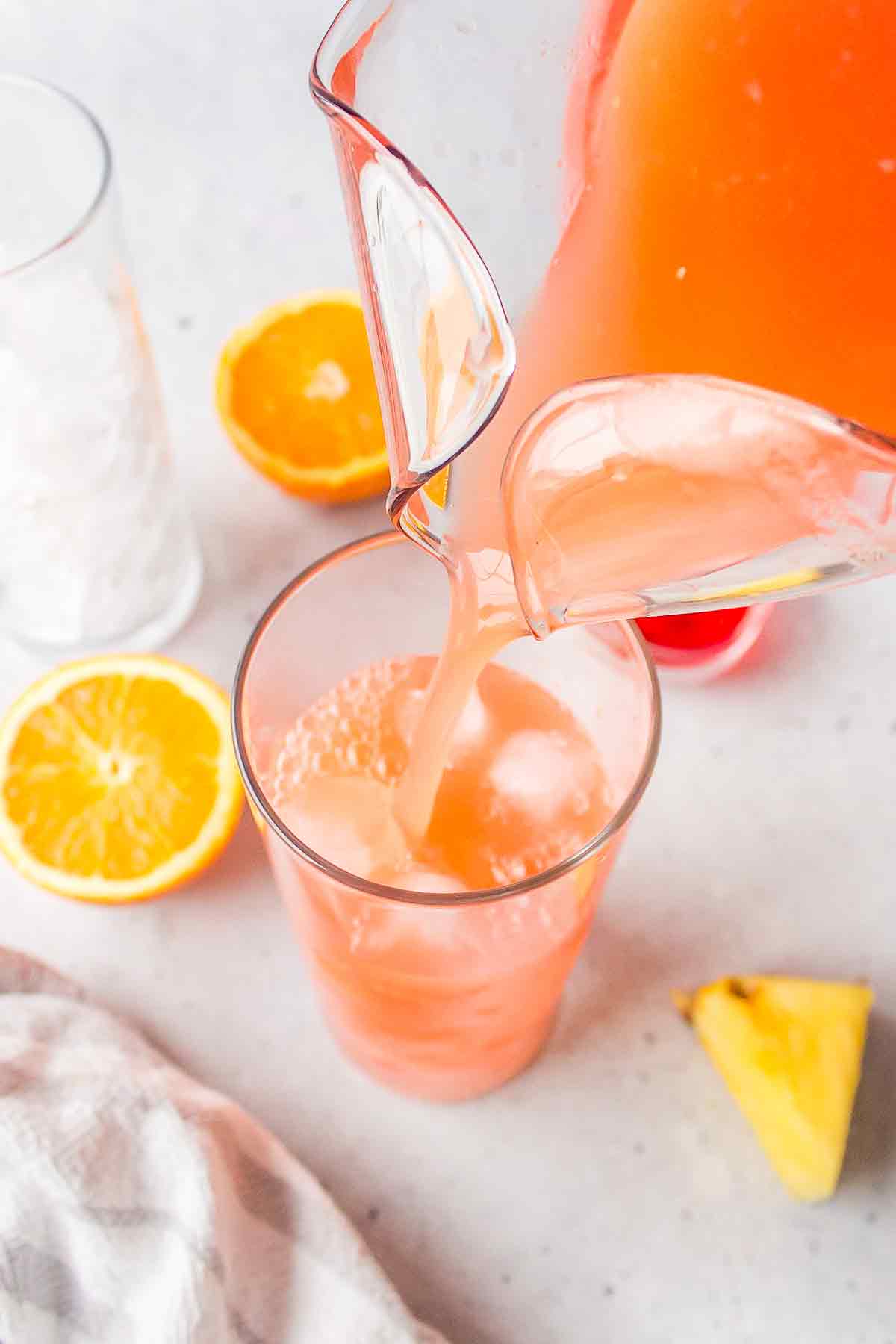 Pouring from Pitcher - Pineapple Rum Punch