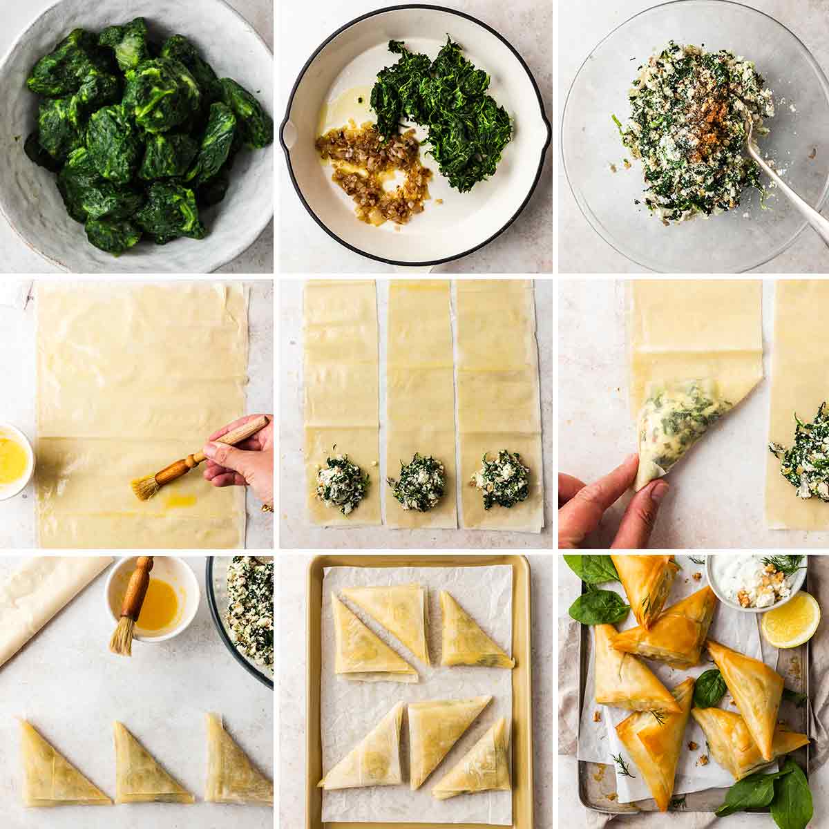 How to Make and Fold Spanakopita Spinach Feta Triangles
