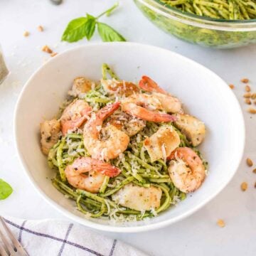 Shrimp and Chicken Pesto Pasta