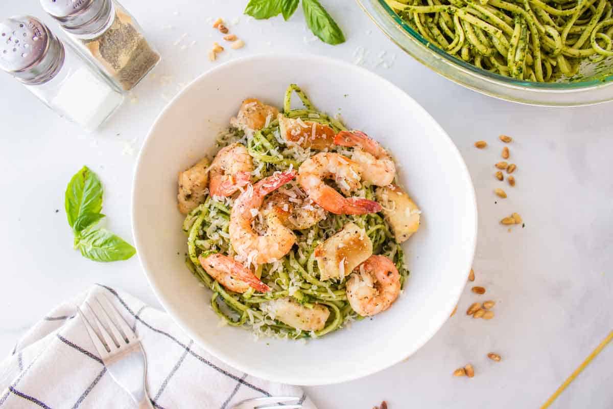 Shrimp and Chicken Pesto Pasta