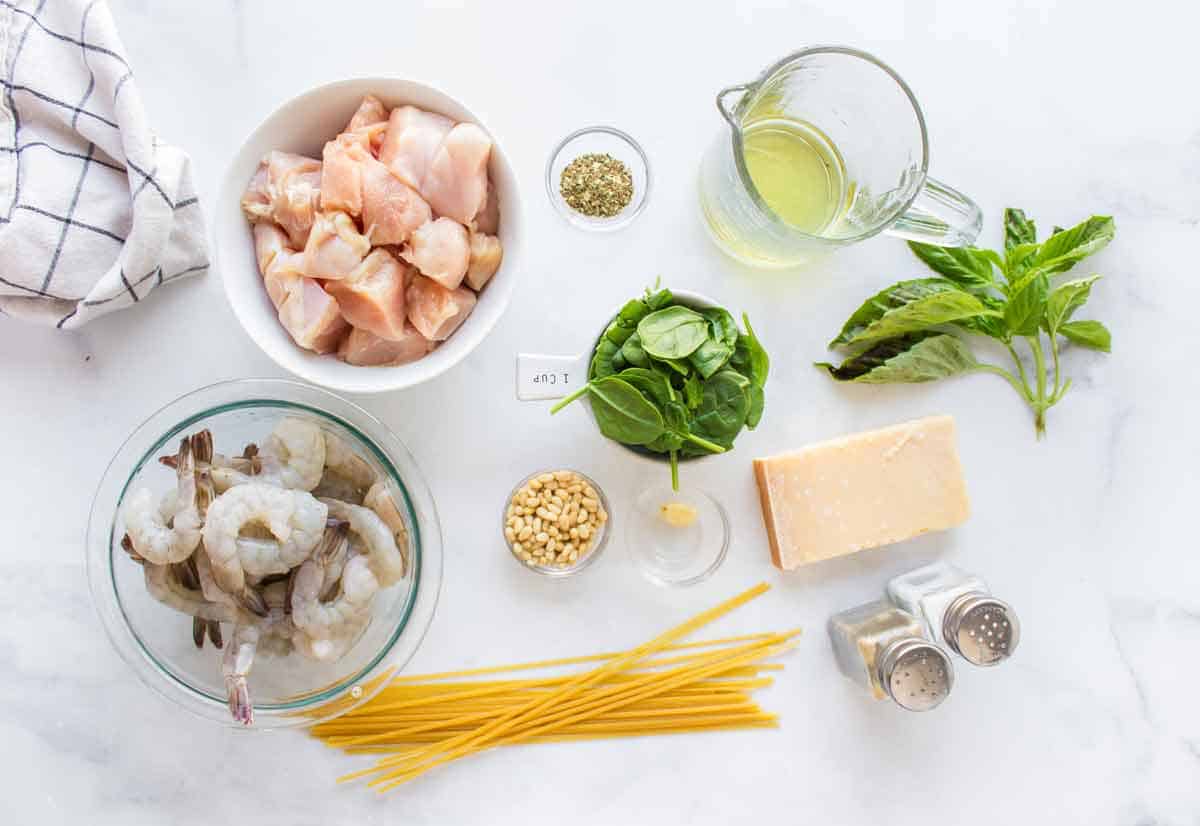 Shrimp and Chicken Pesto Pasta Ingredients
