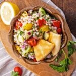 Israeli Couscous Salad with Toasted Pita Chips