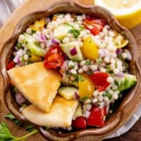 Israeli Couscous Salad with Pita Wedges