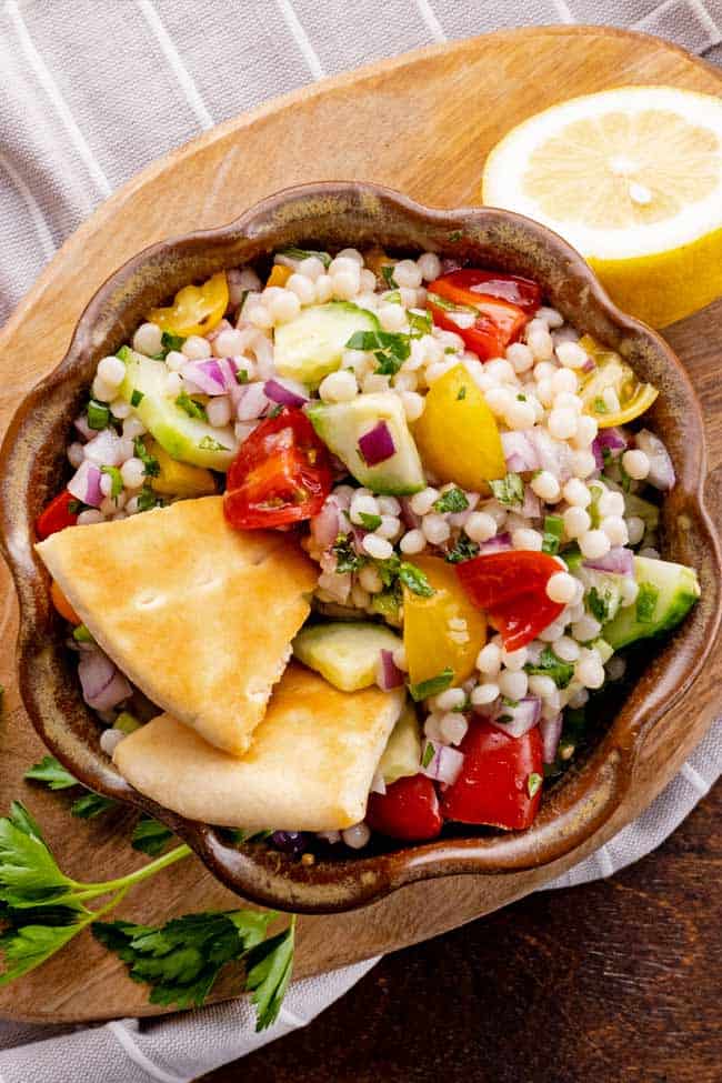 Israeli Couscous Salad with Pita Wedges
