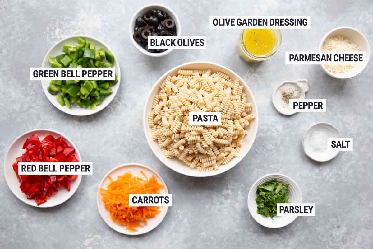 Italian Pasta Salad Ingredients (Vegetarian)