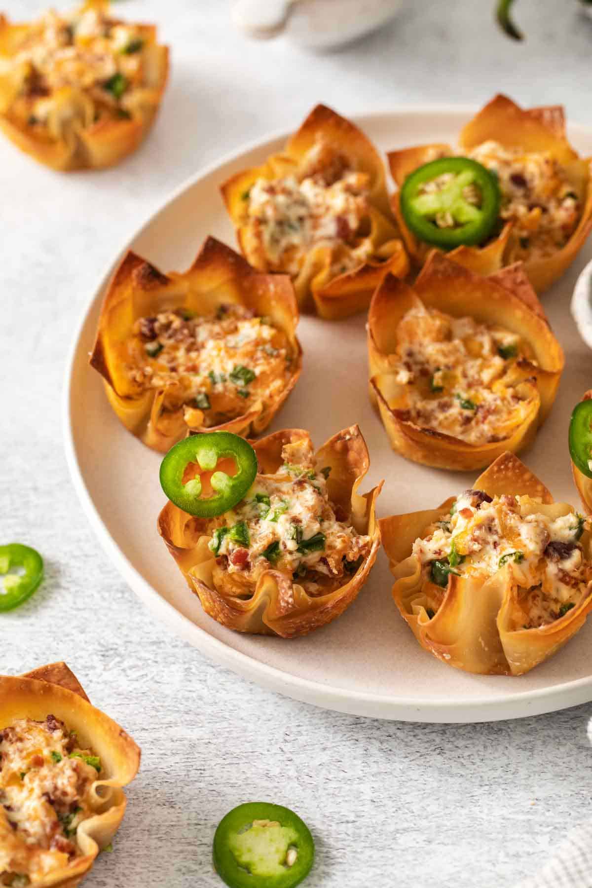 Air Fryer or Baked Jalapeño Popper Wonton Cups