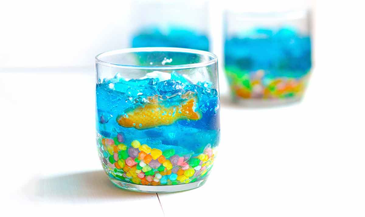 Jello Fish Bowl with Nerds and Gummy Fish