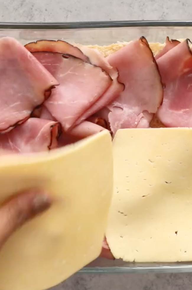 Layer ham and cheese