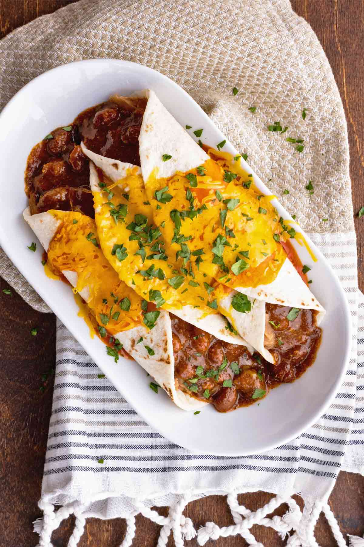 Chili Burritos with Cheese