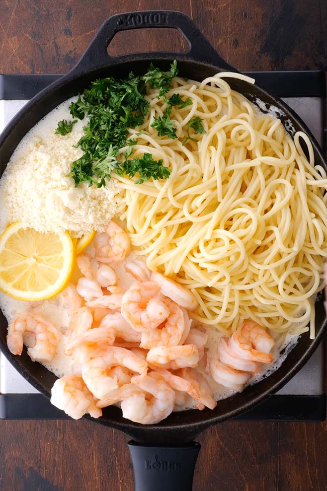 One-pan Lemon Parmesan Shrimp Alfredo